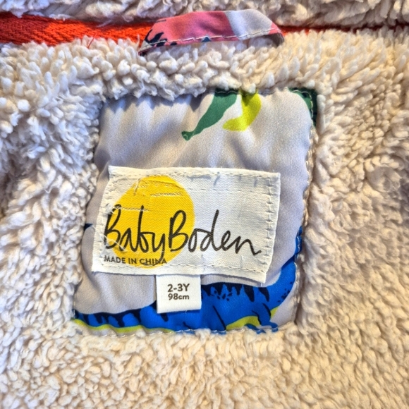 Baby Boden size 2-3 years Dinosaur sherpa lined jacket, play condition - Picture 5 of 7